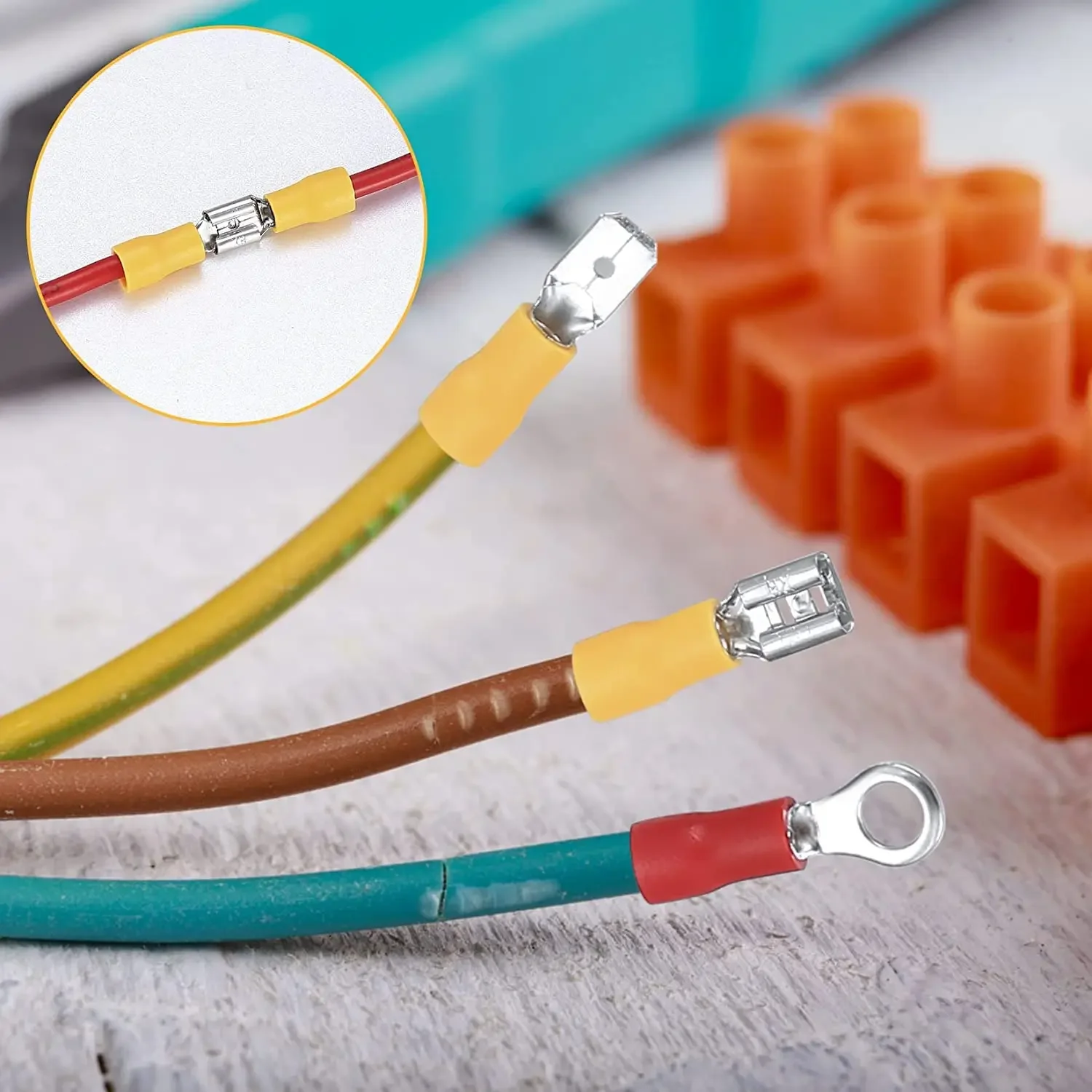 102/280/480PCS Insulated Spade Terminal Cable Connector Wire Crimp Spatula Butt Ring Fork Kit Ring Lug Rolled Terminal Kit