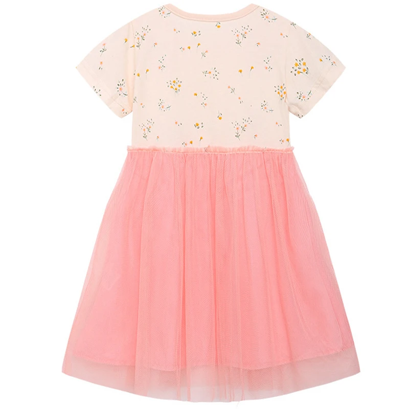 2-7T Summer Party Girls Dresses Poncho Princess Fairytale Printed Short Sleeve Birthday Gift Wedding Baby Dresses Costumes