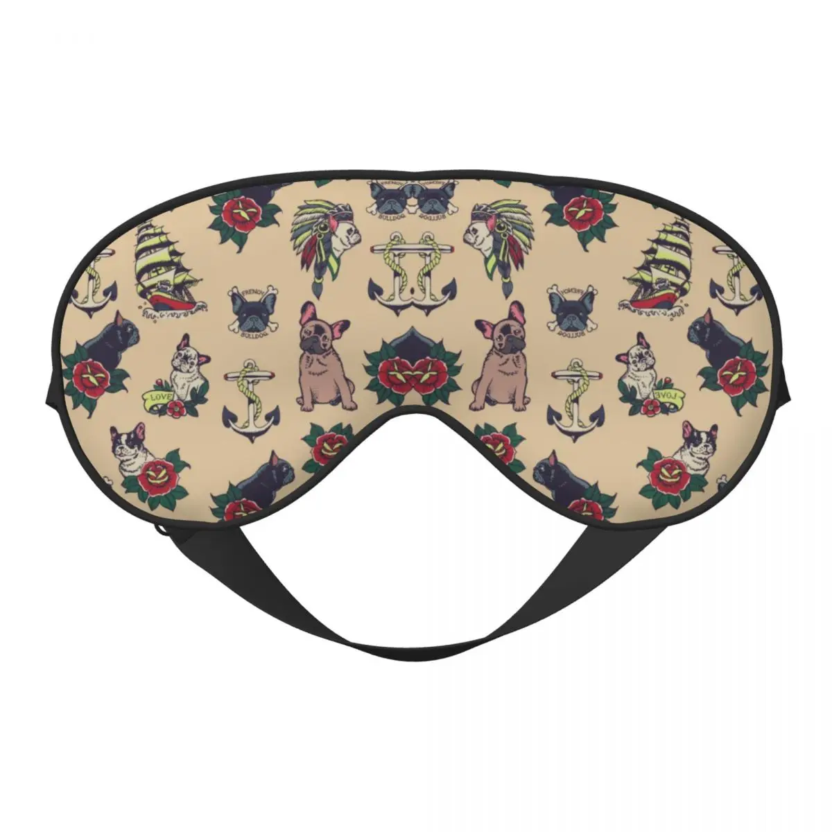 

Cute French Bulldog Tattoo Sleep Eye Masks Pet Dog Two Side Nap Health Eye Cover For Hotel Men Women Creative Eye Patches