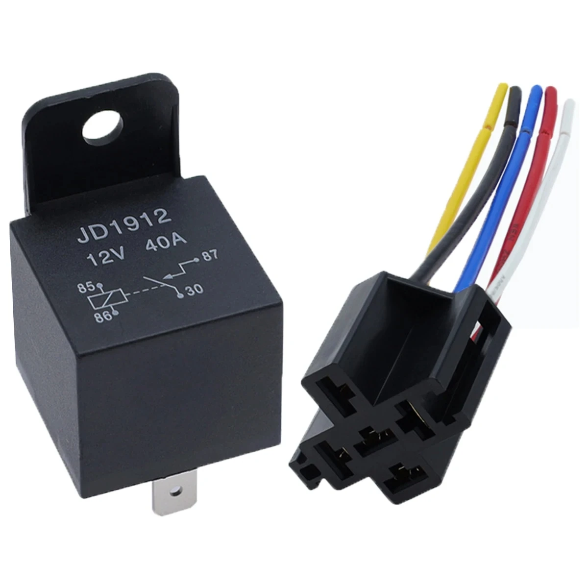 Relais de voiture étanche à 5 broches 5P 40A, 5 pièces, relais automobile longue durée de vie, relais normalement ouvert DC 12V/24V pour phare de climatiseur