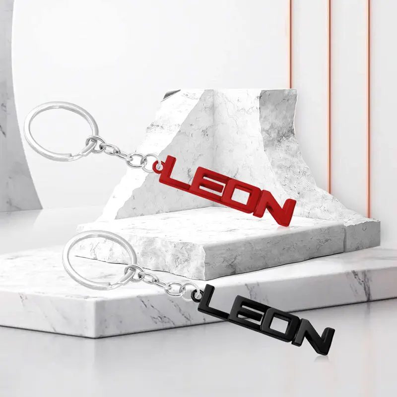 For Seat Leon Logo Zinc Alloy Emblem Metal Car KeyChain Key Chain Keyring Key Ring Badge Letter Decoration Car Styling