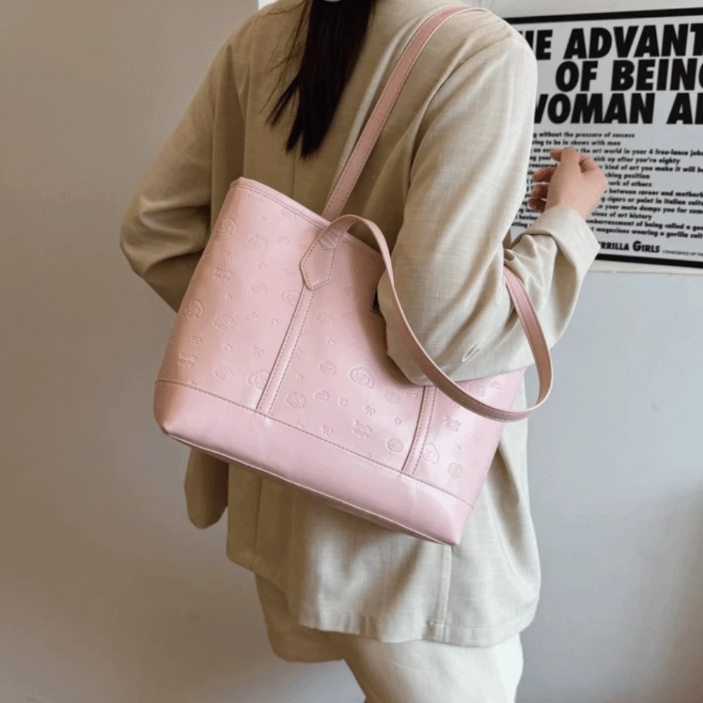 

Fashion Versatile Women Tote Bags Large Capacity Solid color Single Shoulder Bag Leisure Pu Leather Work Handbag Daily