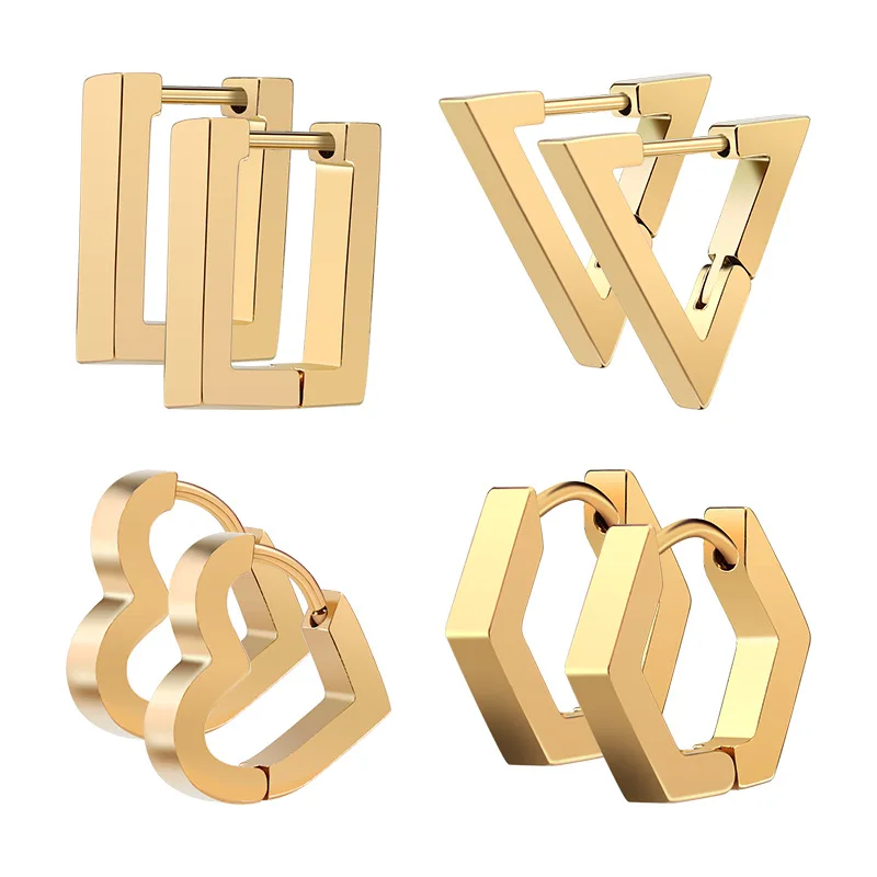 Pendientes de titanio personalizados geométricos para hombres y mujeres, hoja creativa Simple, Color dorado, plateado y negro, joyería de moda