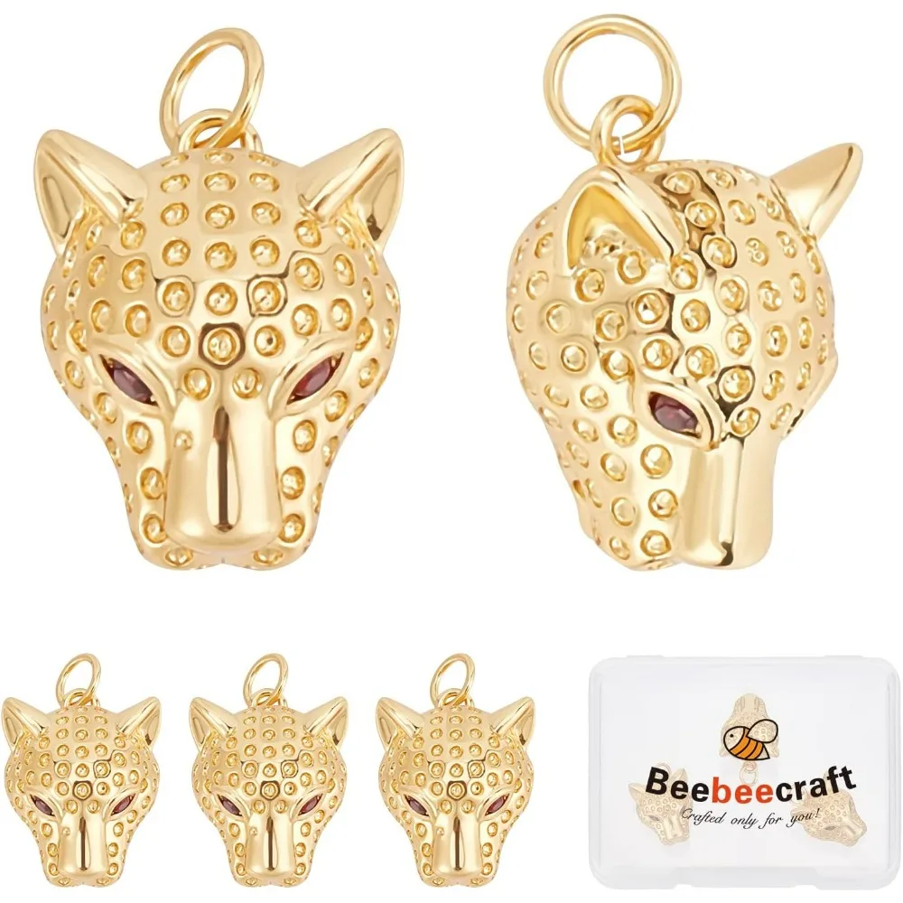 

1 коробка, 5 шт., подвески в виде леопарда, 18 К, латунь, трехмерные подвески с кубическим цирконием в виде животных, подвеска с кольцом для прыжков для ожерелья