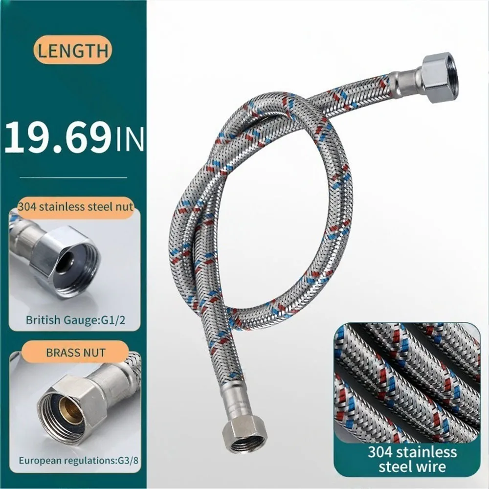 

Впускная труба для холодной и горячей воды из нержавеющей стали 304, антивозрастная трубка с двойной головкой, трубка для подачи воды под высоким давлением, разъем для крана