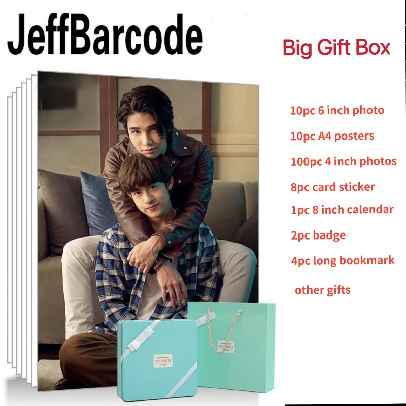 Jeffbarcode Poster+Calendar+Bookmark+Card Stickers+Badge+Card Stationary Set,Thai TV KinnPorsche The Series Tin Box Gift Package