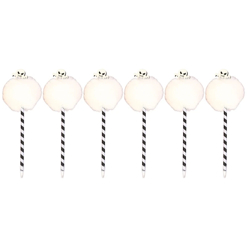 6x/Set Pompoms Ballpoint Pen Smooth Writing Pen 0.7mm Pumpkin Pen Oil Pen Halloween Pen for School Office Work