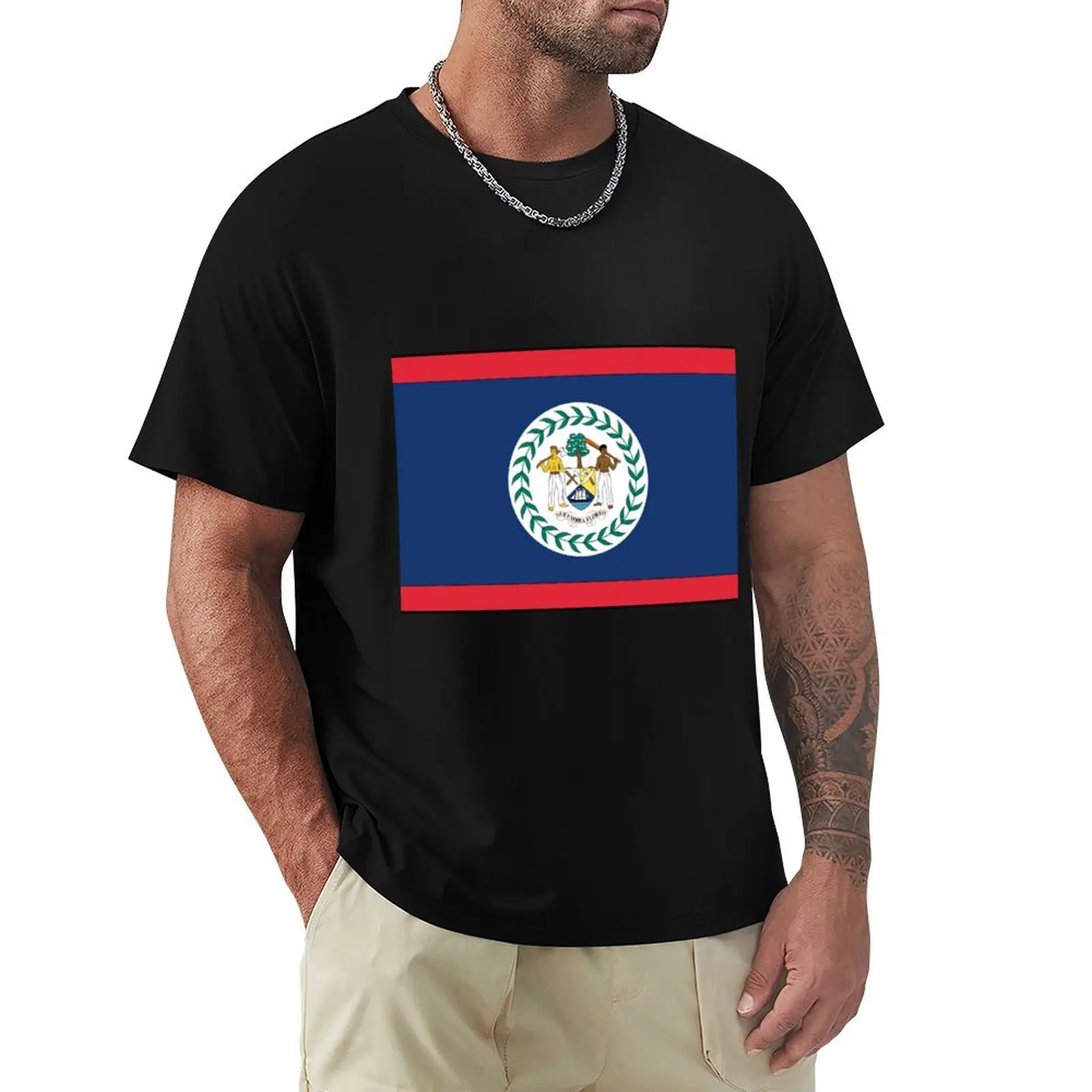 A Cultured Belize Flag T-Shirt Soft Stretch Short Sleeve Top