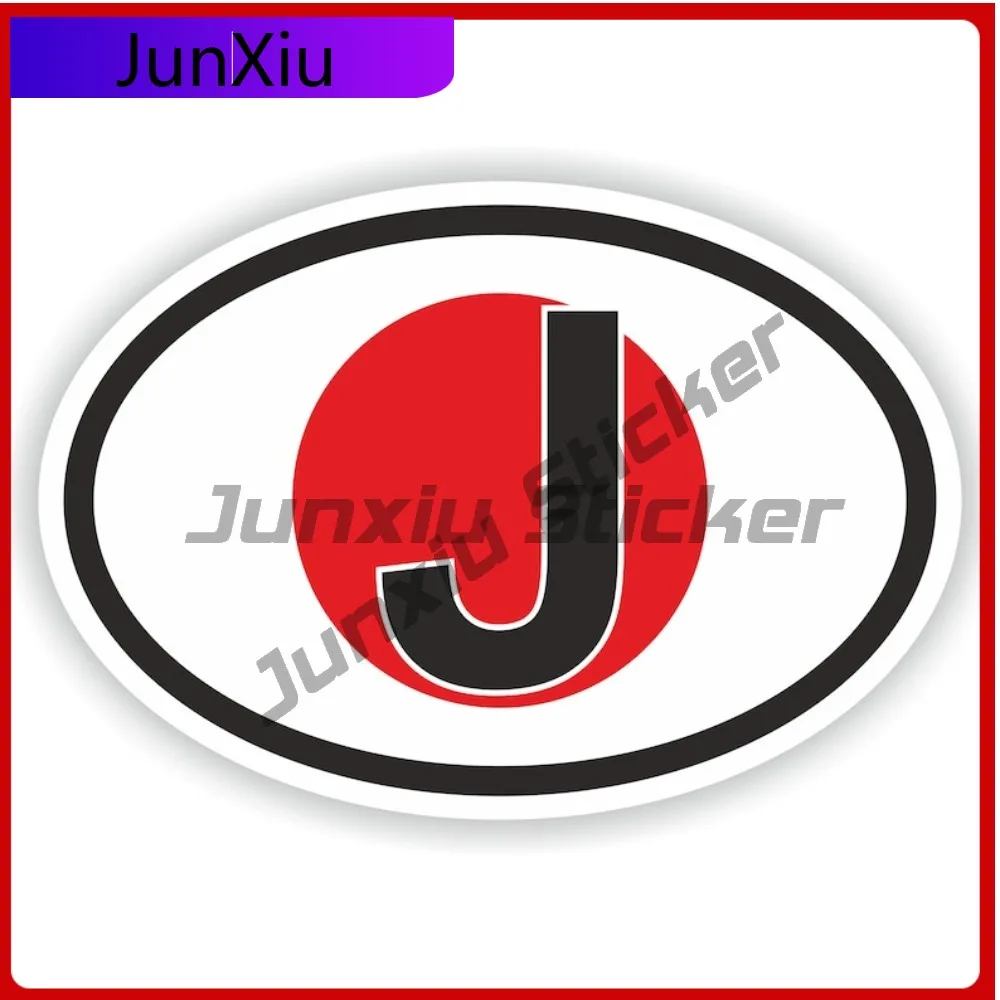 

Japan Country Code J Oval Sticker With Flag Waterproof Decals Scratch Cover Car Rear Bumper Motorcycle Helmet Stickers Funny Pvc
