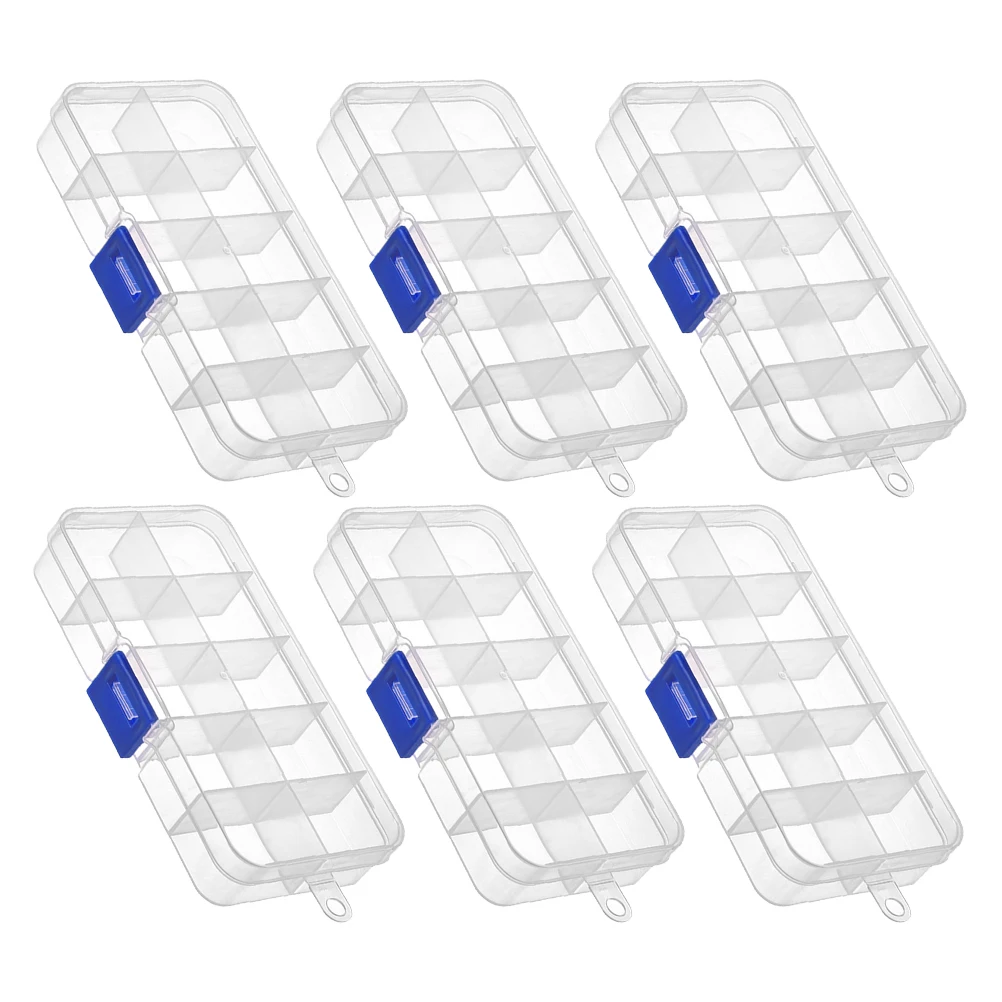 

6pcs Transparent Storage Box Mini Clear Jewelry Boxes Small Plastic Tool Boxes for Beads Buttons DIY Portable Adjustable