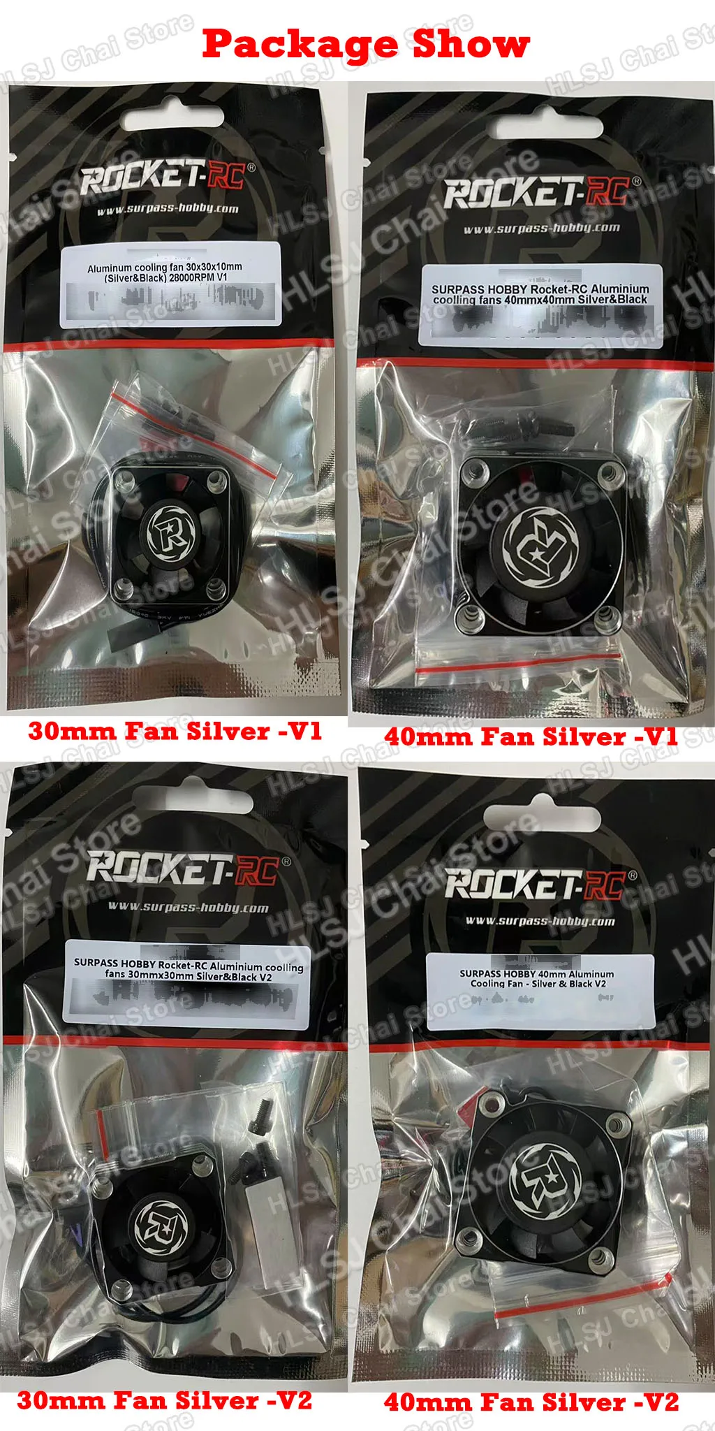 RC Auto Motor Lüfter Surpasshobby Rokcet-RC 30mm 40mm Metall Lüfter Für 1/10 1/8 540 550 3650 Motor Wärmeableitung – Detail 13