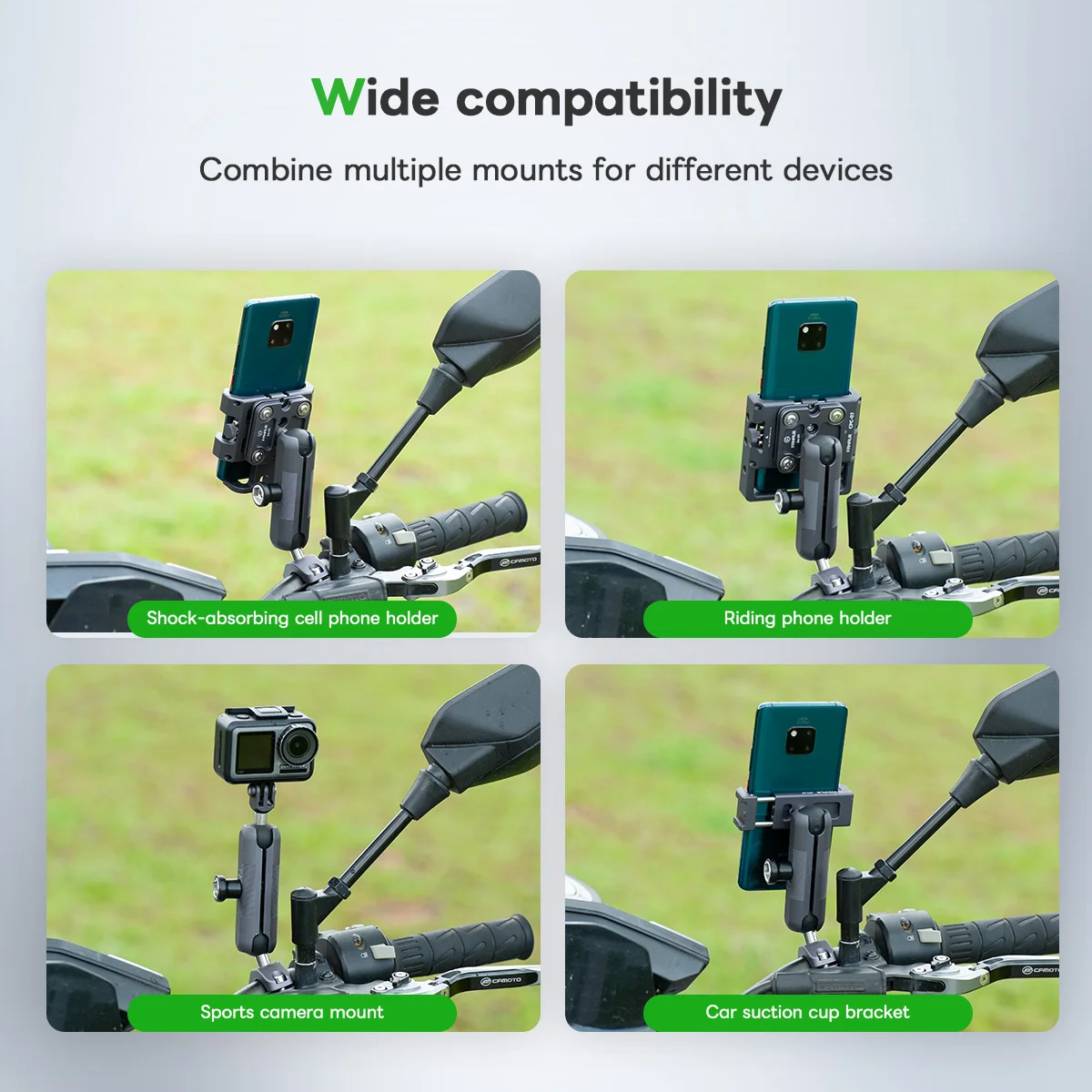 FANAUE Anti-Diebstahl-Doppelsockelarm aus Aluminium für RAM-Halterungen, 25 mm Kugel- und Fahrrad- und Motorrad-Telefonhalterung mit 1 Zoll Kugeladapter – Detail 8
