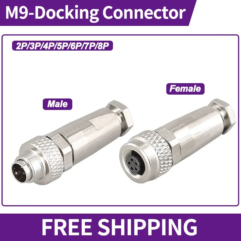 

5/10/100Pcs M9 Docking Type Quick Self-locking Straight Plug Socket Assembly Ip67/68 Male&Female Waterproof Connector 2-8 Pin