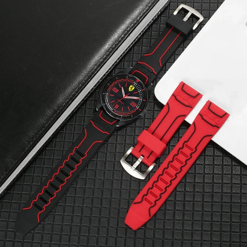 High Quality Silicone Watch Band For Tissot Seiko Ferrari Porsche Watch Black Red Yellow Huawei GT Rubber Watch strap 22mm