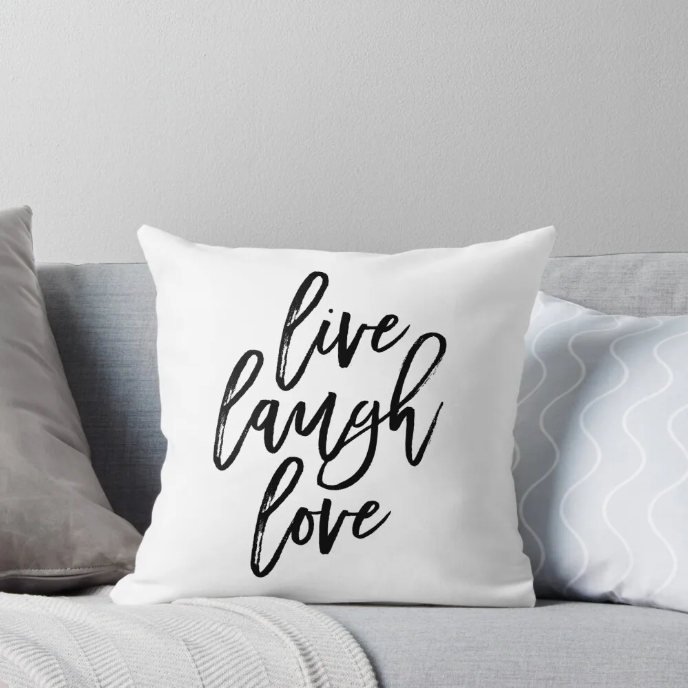 Live, Laugh, Love - Script Typography Throw Pillow Pillow Decor Sofa Cushion Cover Covers For Sofas