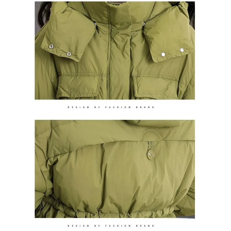 2023 New Women Down Jacket Winter Coat Female Mid Length Version Parkas Loose Thick Warm Outwear Versatile Hooded Overcoat