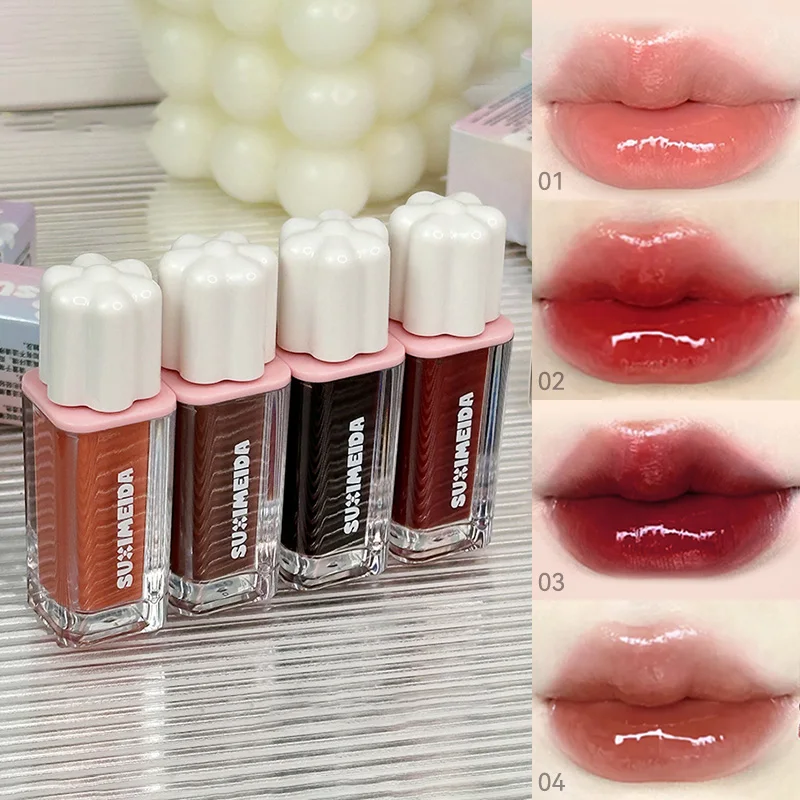 Lucidalabbra idratante a specchio, lucidalabbra Dudu Lip gloss autunno e inverno lucidalabbra a lunga durata a bassa saturazione, display a colori naturali