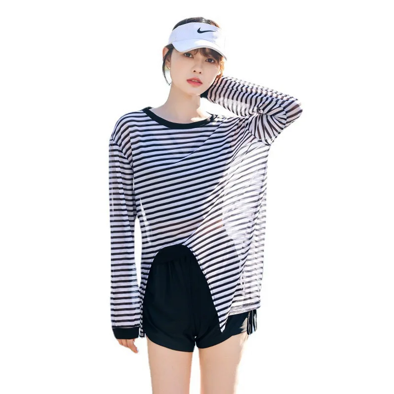 ชุดว่ายน้ำวันพีซบิกินี่สตรีแบบอนุรักษ์นิยมชุดว่ายน้ำชายหาด Vaion Tee-Piece พร้อมครีมกันแดดปกปิดเหมาะสำหรับบ่อน้ำพุร้อน...