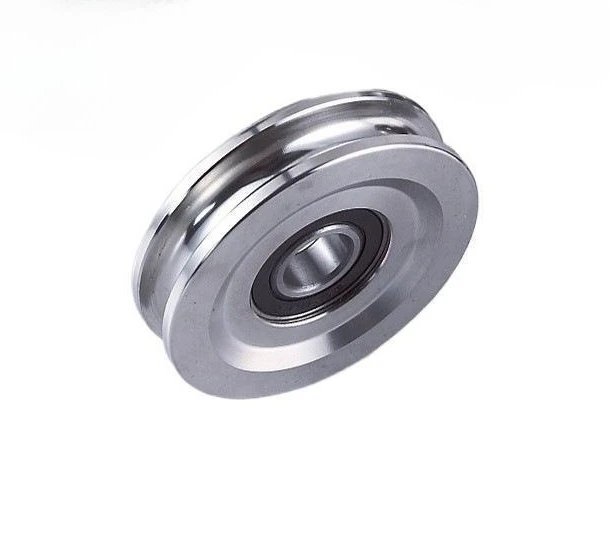 1 قطعة 304 بكرة الفولاذ المقاوم للصدأ U-نوع المسار سلك حبل الأسطوانة الكرة تحمل بكرة رفع استقامة آلة عجلة