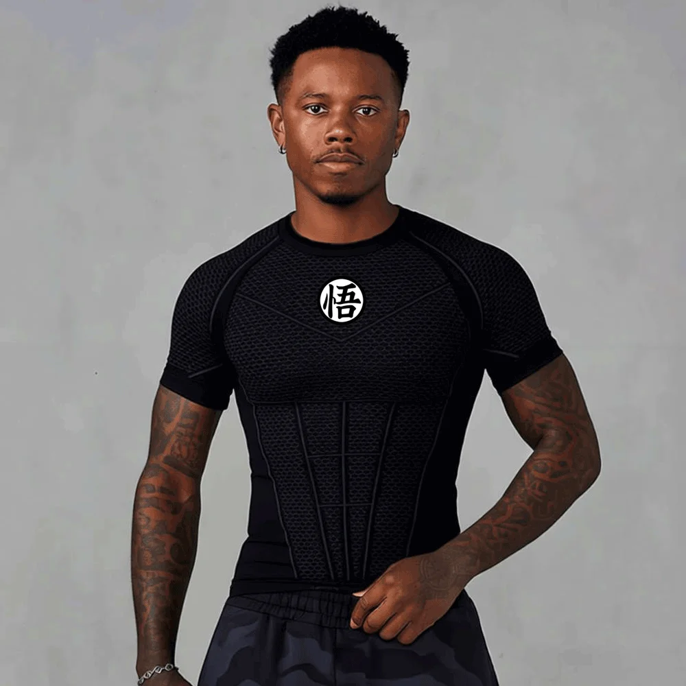Men's Quick Dry Compression T-Shirt Short Sleeve Summer Fitness Top for Bodybuilding Running Gym Sports Clothing
