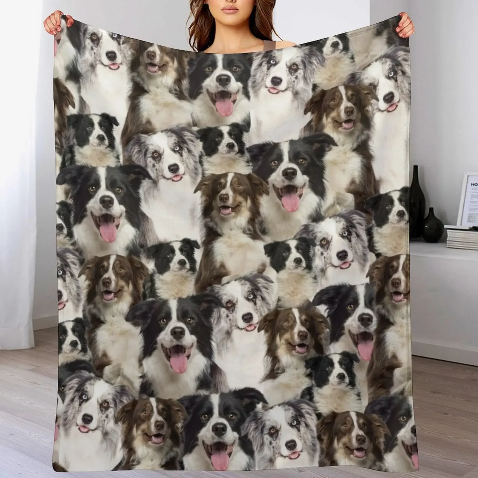 

Border Collie Dog Throw Blanket Soft Bedroom Blanket for Night Sleeping