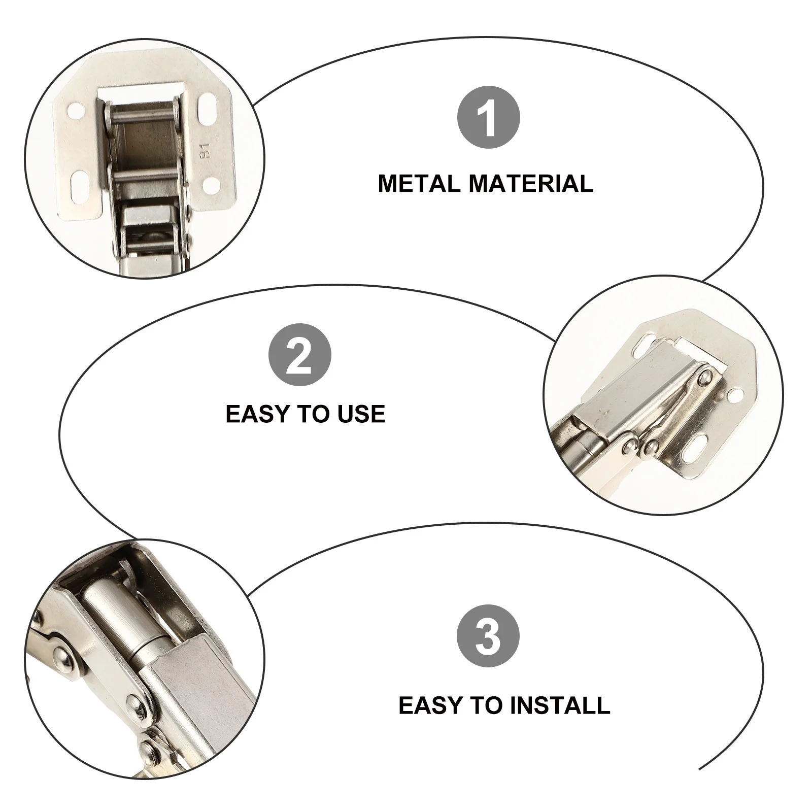 

4Pcs Kitchen Cabinet Door Hinges Cold Rolled Steel Heavy Duty Rust Resistant Durable Furniture Hinges for Drawers Cupboards