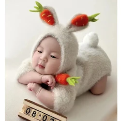 Conjunto de conejo pequeño bonito para recién nacido, accesorios de fotografía recién nacido, conjunto de conejo de Color sólido para niña y niño, accesorios de fotografía