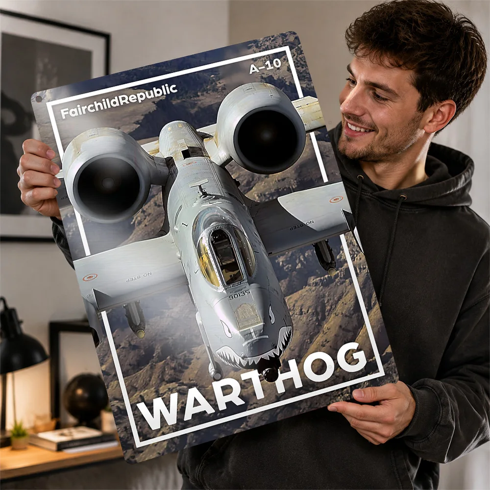 A-10 Thunderbolt Front View Textured Poster Personalized Metal Tin Sign Fighter Jet Profile Wall Art Belongs In Collector Dens