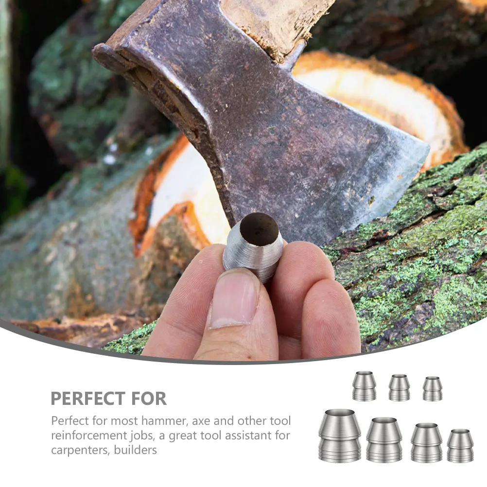 

7pcs Round Tool Wedge Durable Iron for Hammer Axe Reinforcement Carpentry Building Splitting Metal Corner Replacement