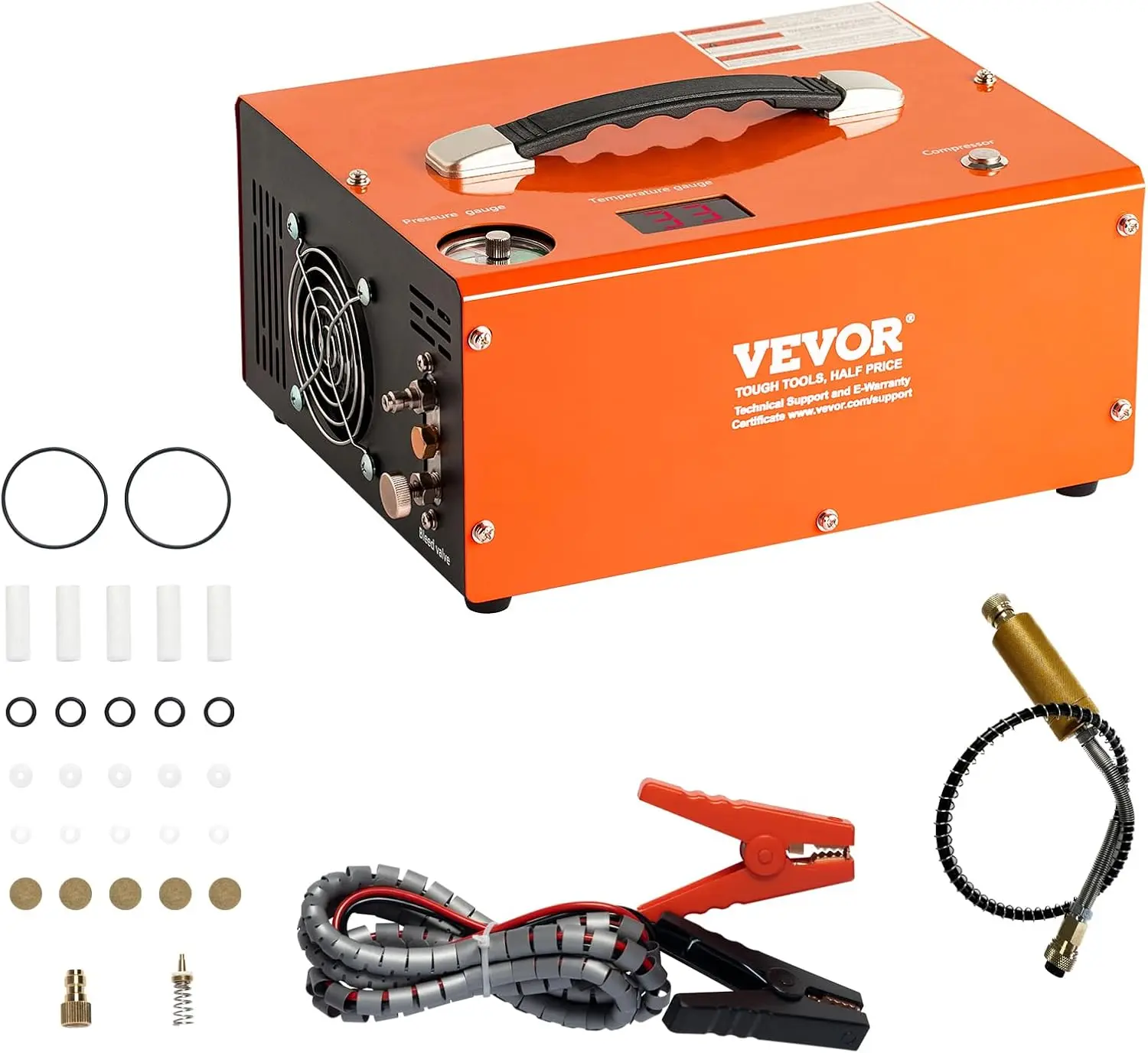 PCP Air Compressor, 4500PSI Portable PCP Airgun Compressor with Built-in Converter, Auto-Stop | DC12V/AC120V | Oil & Water-Free