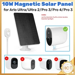 10W IP Security Camera Charger with Charging Cable Monocrystalline Portable Solar Panel for Arlo Ultra/Ultra 2/Pro 3/Pro 4/Pro 3