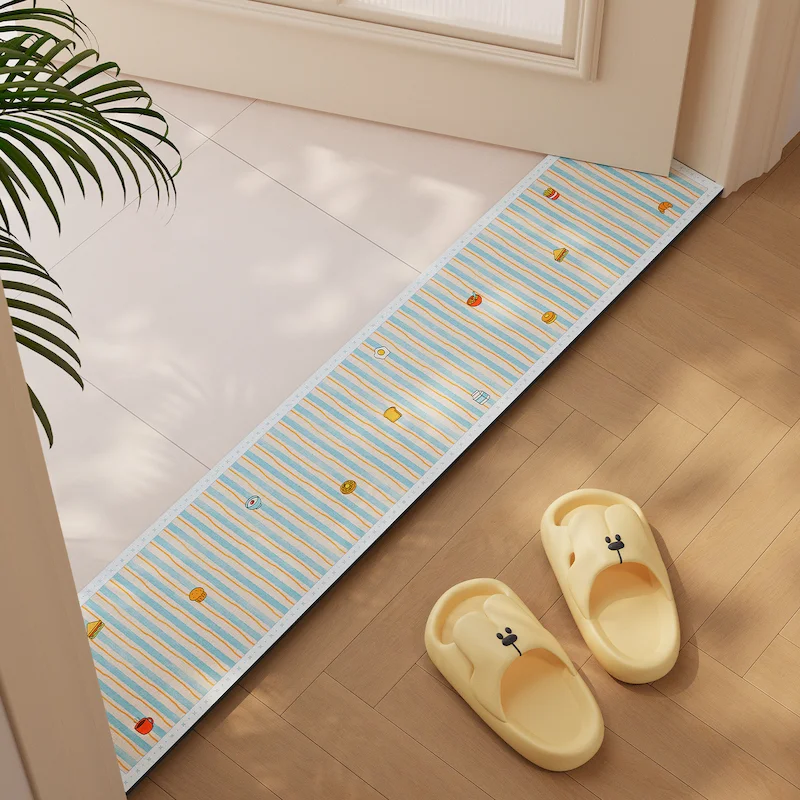 VIKAMA Cute Cartoon Printed Long Strip Floor Mat Quick Drying Threshold Mat Entrance Threshold Mat Home Decoration