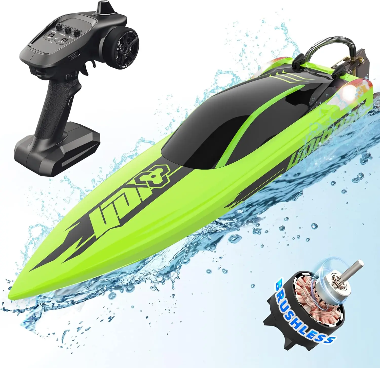 RC Racing Boats, Brushless Remote Control Boat 40 Km/h with LED Lights High Speed for Adults and Kids