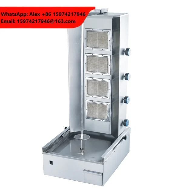 Electric Or Gas Power Supply Stainless Steel Shawarma Dual Head Kebab Broiler Doner Kebab Shawarma Machine