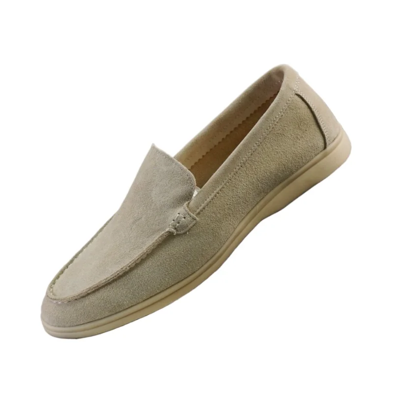 Classic Brand Men's Suede Leather Shoes Soft Soles Comfortable Loafers for Daily Commuting and Men's Driving Work Shoes