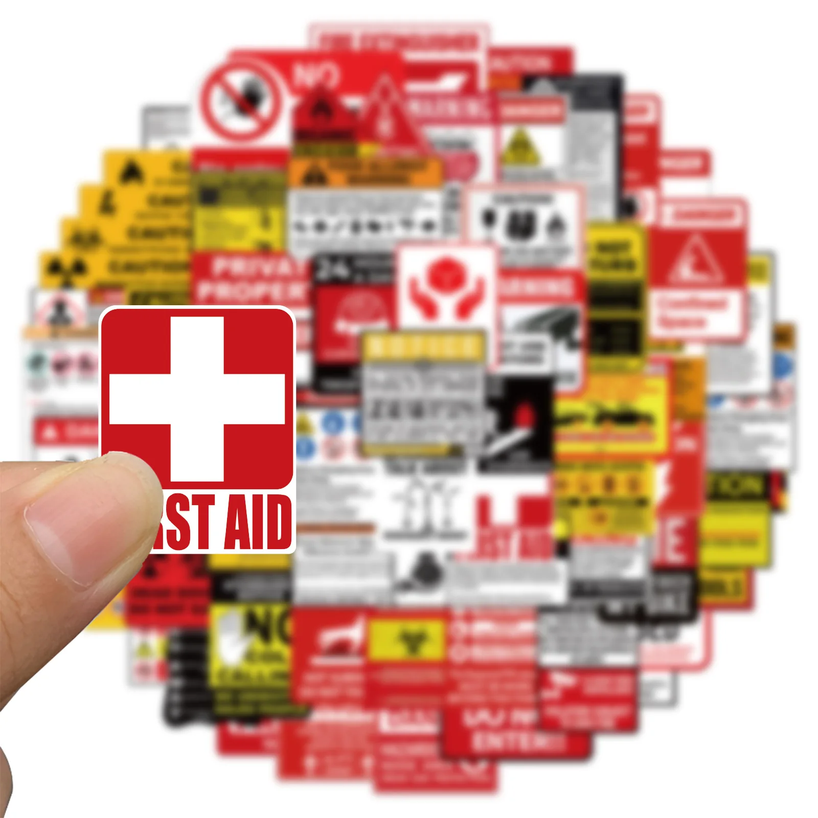 

75PCS Warning Sign Stickers Danger Prohibited Graffiti Decals Classic Toy DIY Laptop Phone Suitcase Wall Door Car Sticker