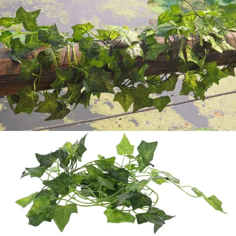 Reptiles Vine Artificial Hanging Plants Artificial Vines Leaf Reptiles Habitat Terrarium Decoration for Snakes Feeder Container