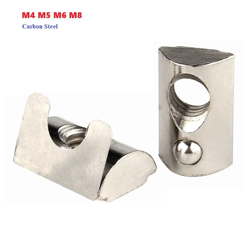 

Half Round Elasticity Roll-In T Spring Nuts M4 M5 M6 M8 For 2020 3030 4040 4545 Aluminum Profiles Groove