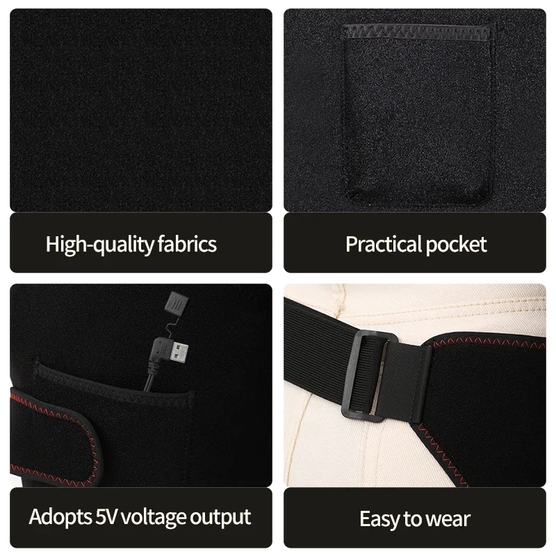 USB Heated Hip Support Brace with 3 Heat Levels