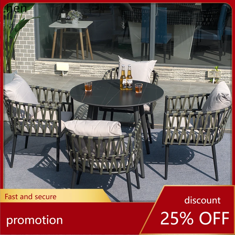 

HT outdoor table and chair combination leisure courtyard villa dining table and chair balcony rattan chair simple furniture