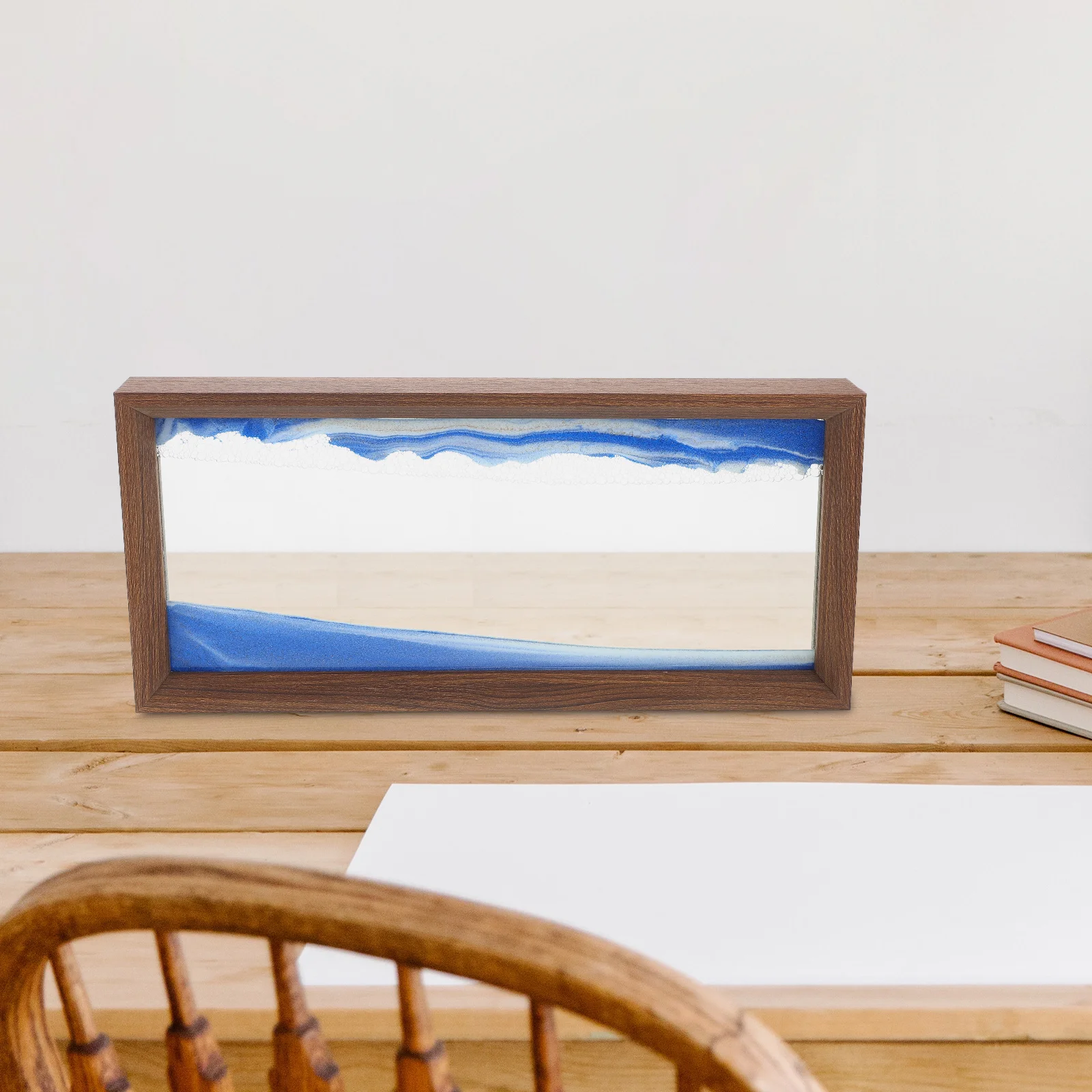 

Moving Sand Art Picture Frame with Flow for Office Desk Decor Home Bookshelf Relaxing Quicksand Painting Ornament