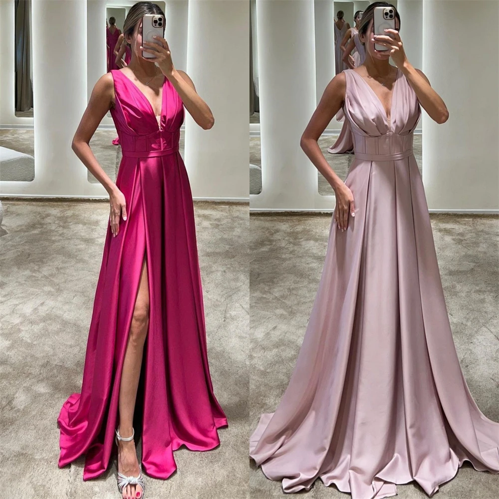 

Customized Exquisite V-neck A-line Celebrity Fold Draped S Occasion Evening Gown فساتين سهره فاخره 2023 vestido feminino