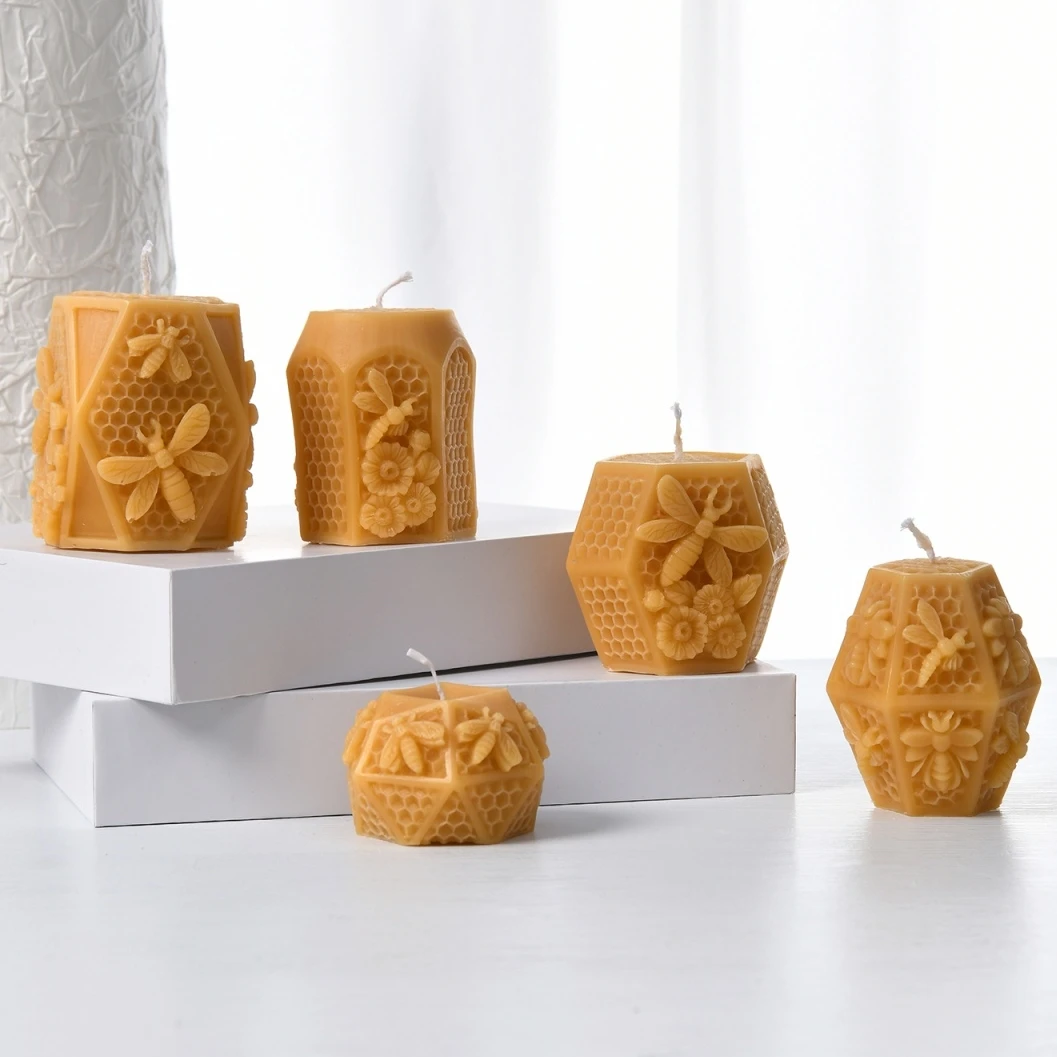 3D Bee Honeycomb Candle Mold DIY Rectangle Bee Beehive Gypsum Soap Epoxy Resin Making Mould Hives Wax Mold Home Decor Gift