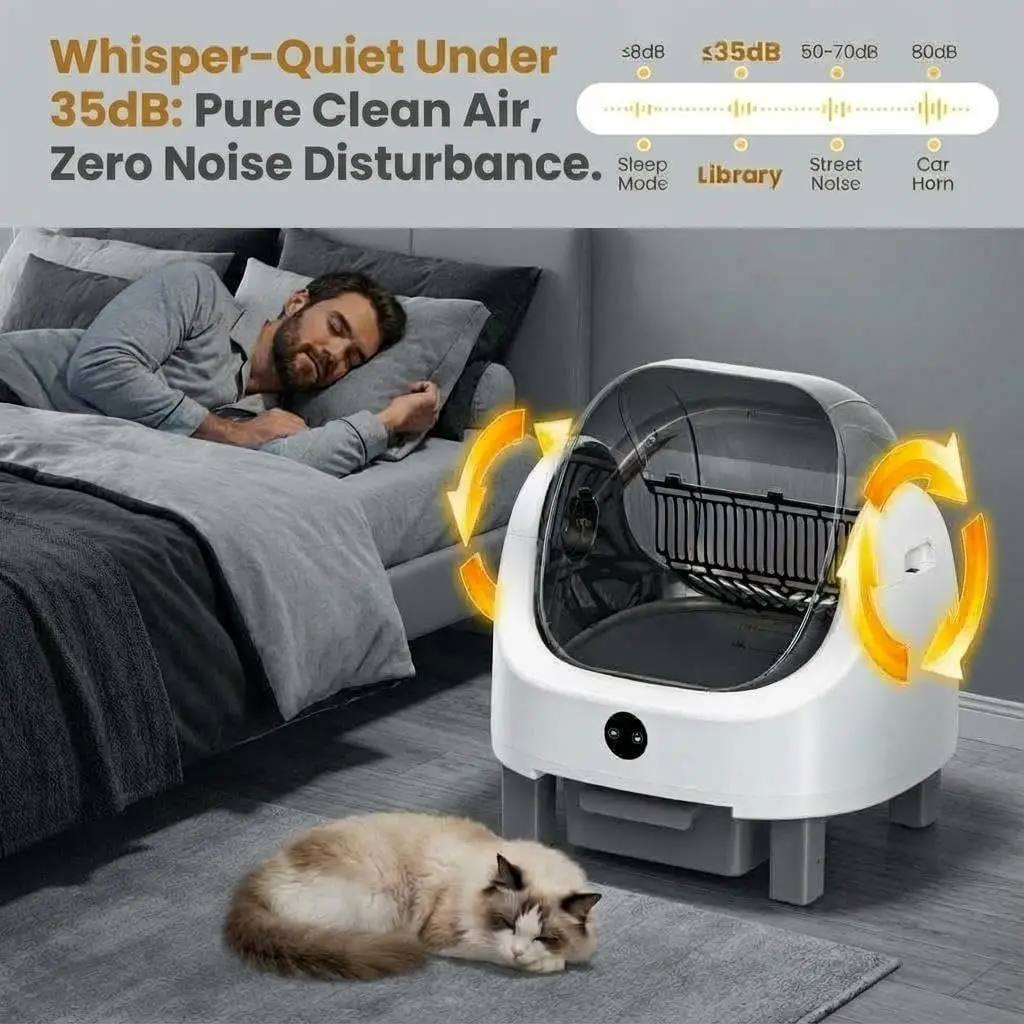 Automatic Self-Cleaning Cat Litter Box, Open Top Design with App Control & Safety Sensors, Extra Large Capacity for Multi-Cat &