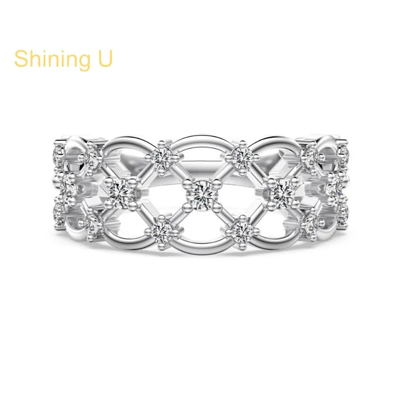 

Shining U S925 Silver Lace Pattern Ring for Women Fine Jewelry Anniversary Party