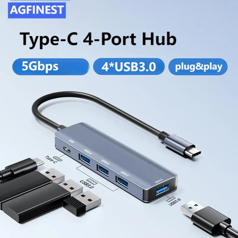 

USB Hub Splitter USB C Hub 4 Ports USB Type C to USB 3.0 Hub Adapter for MacBook Pro iPad Pro Samsung Galaxy Note 10 Phone