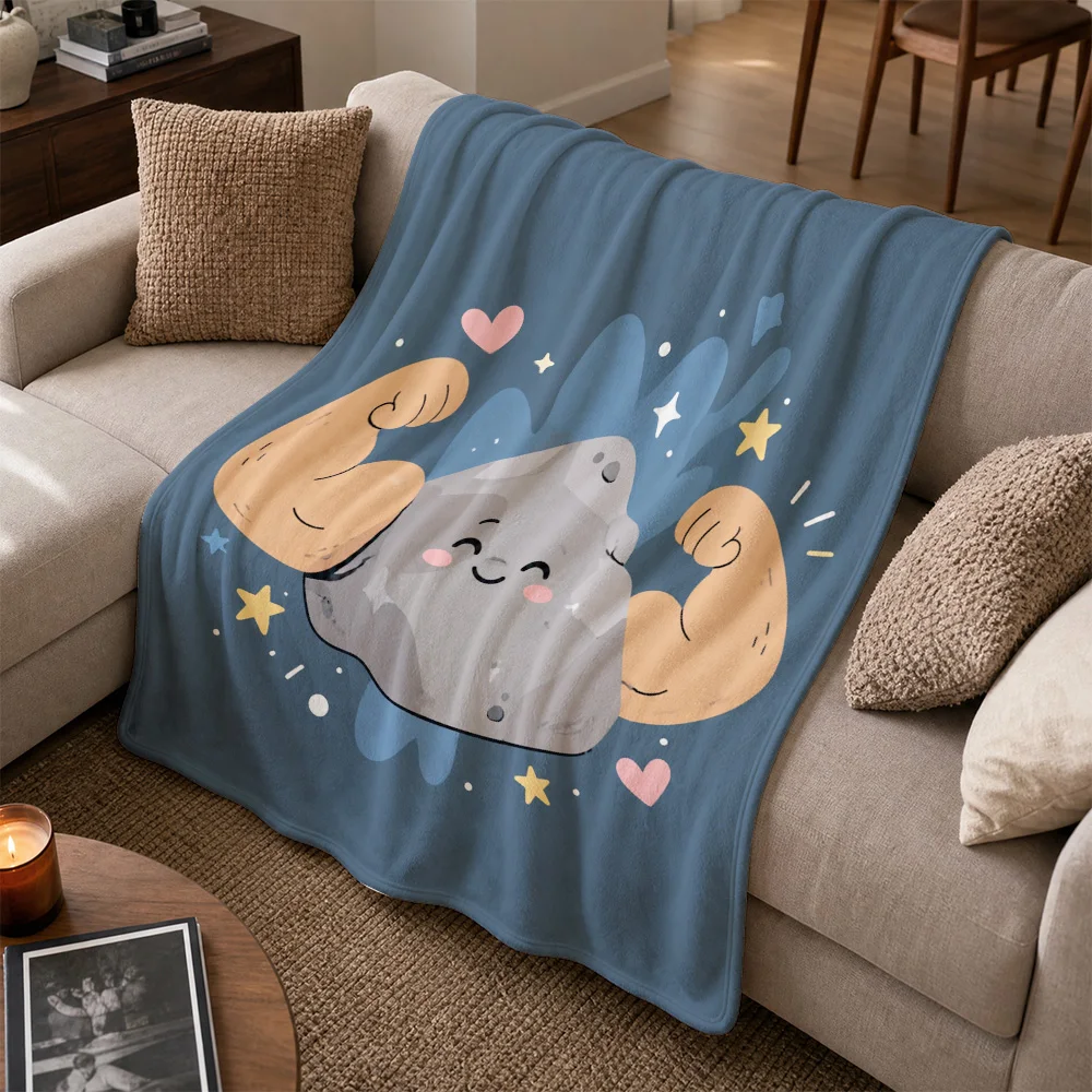 Adorable Cartoon Character Throw Blanket for Sofa Couch Home Decor Cozy Fleece Plush Decorative Lap Warming Winter Gift for Livi