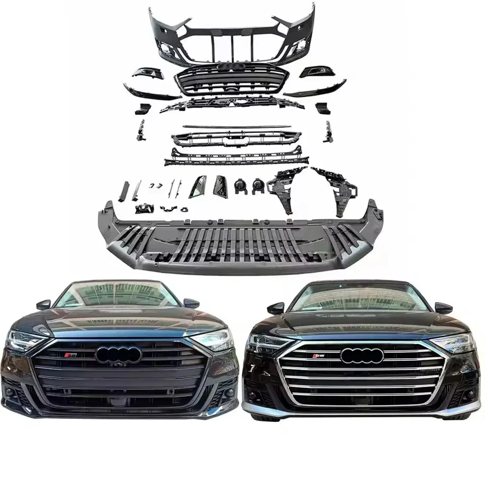 2022 new design Body kit for Audi A8 D5 2018-2023 change to S8 model PP plastic front bumper and rear diffuser