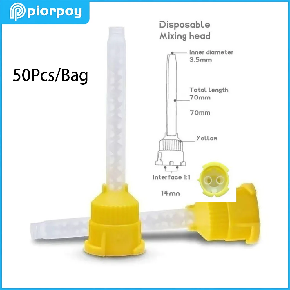 

PIORPOY 50 шт. насадки для смешивания зубов одноразовые насадки для оттисков смесительная трубка стоматологическая силиконовая резиновая транспортировочная смесительная головка
