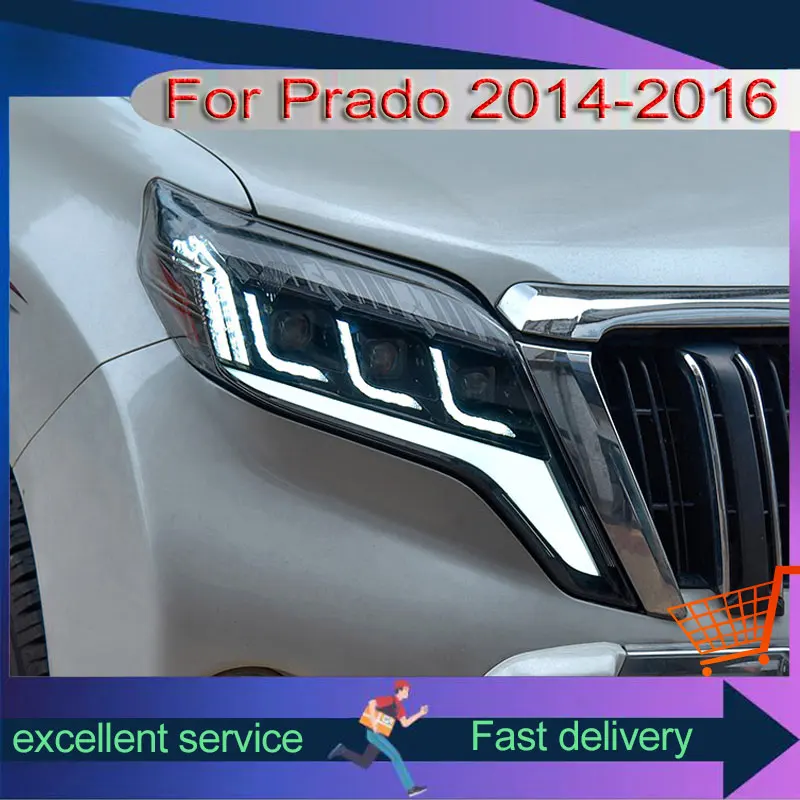 Car For Toyota 2014-2017 Prado LC150 Headlight Upgrade DRL Front Lamp LED Dynamic Turn Signal Projector Lens Auto Accessories